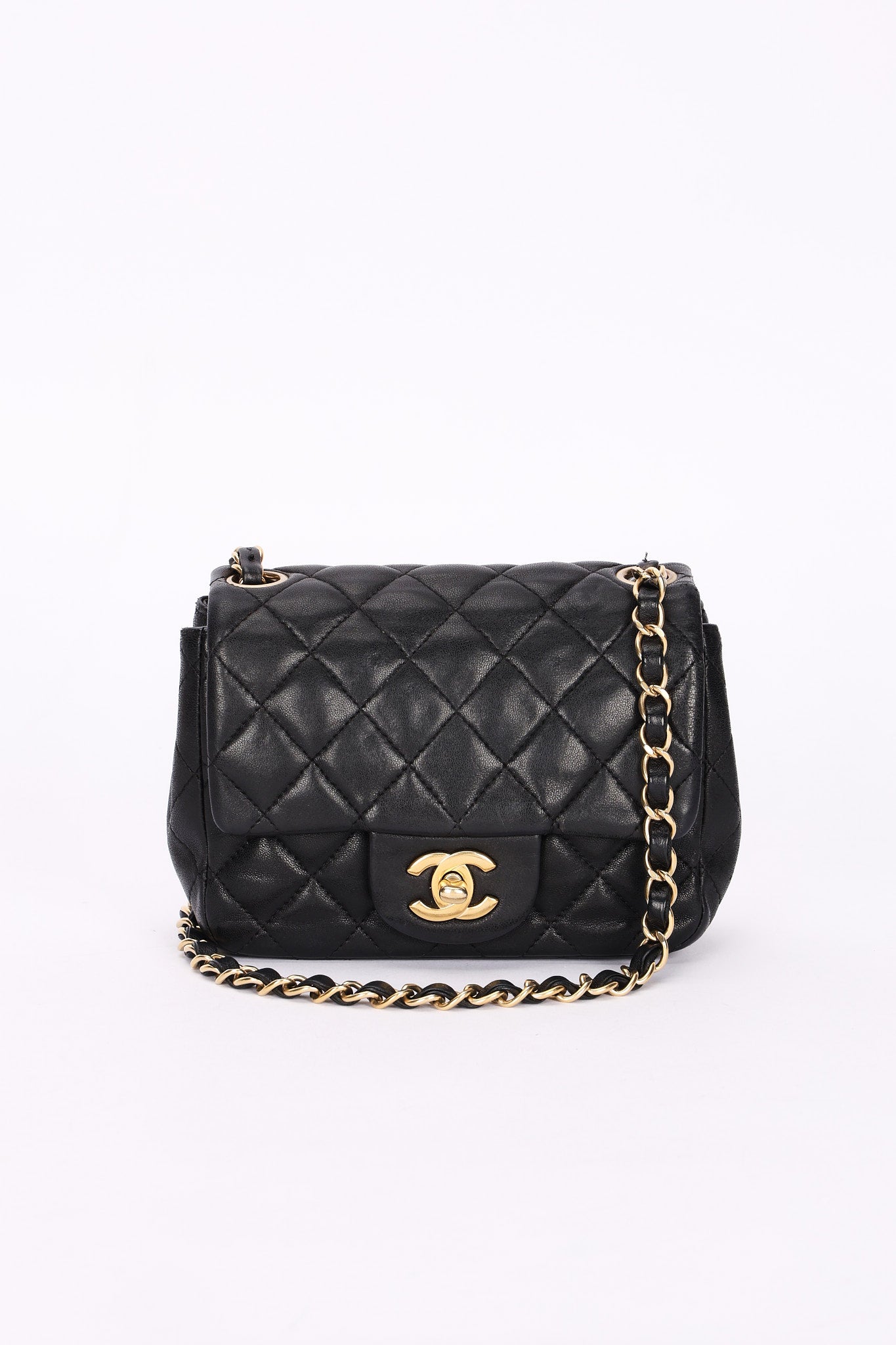 Chanel Square Mini Flap Black Lambskin AGHW