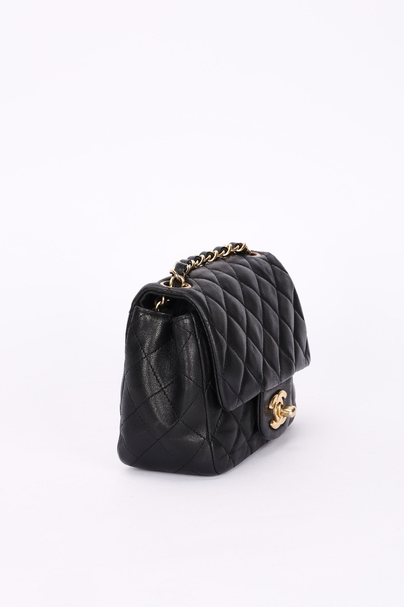 Chanel Square Mini Flap Black Lambskin AGHW