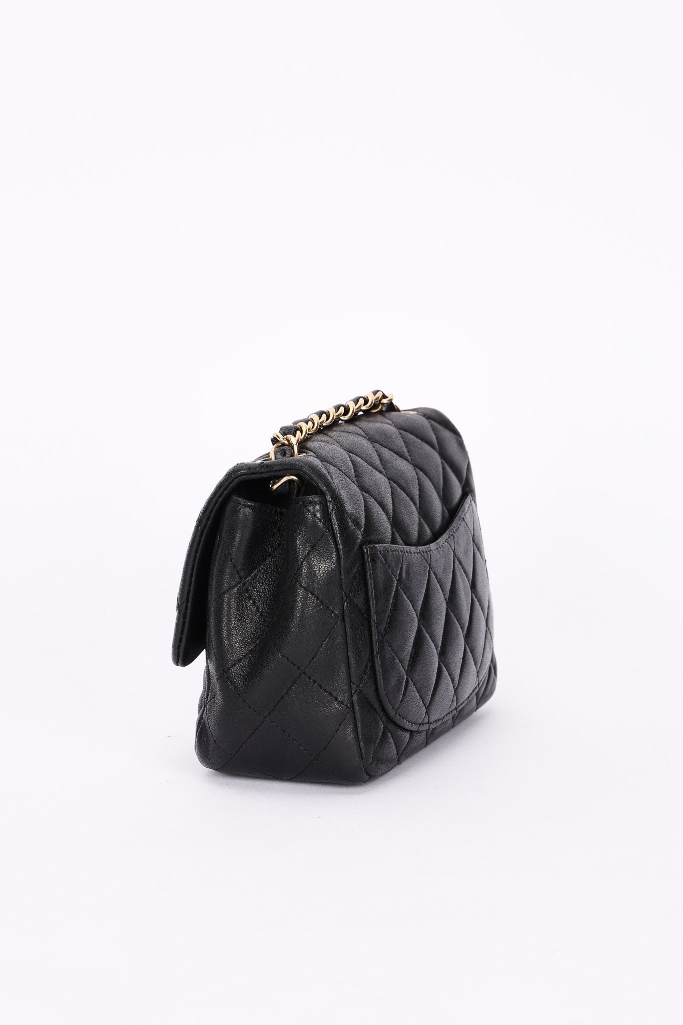 Chanel Square Mini Flap Black Lambskin AGHW
