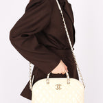 Chanel Dome Shoulder Bag White Patent GHW