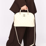 Chanel Dome Shoulder Bag White Patent GHW