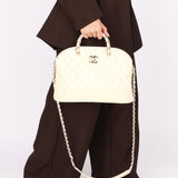 Chanel Dome Shoulder Bag White Patent GHW