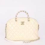 Chanel Dome Shoulder Bag White Patent GHW