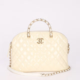 Chanel Dome Shoulder Bag White Patent GHW