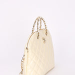 Chanel Dome Shoulder Bag White Patent GHW