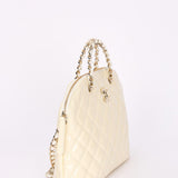 Chanel Dome Shoulder Bag White Patent GHW