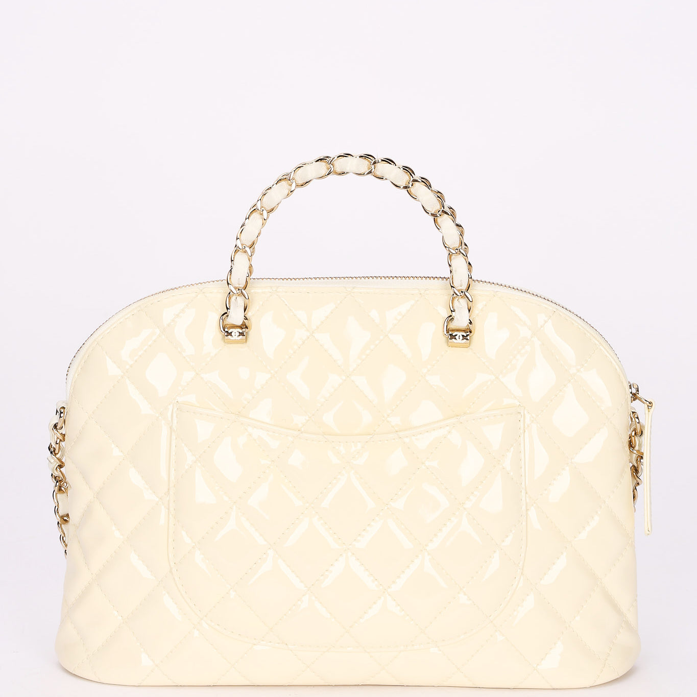 Chanel Dome Shoulder Bag White Patent GHW