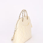 Chanel Dome Shoulder Bag White Patent GHW