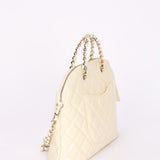 Chanel Dome Shoulder Bag White Patent GHW