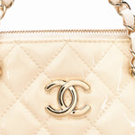 Chanel Dome Shoulder Bag White Patent GHW