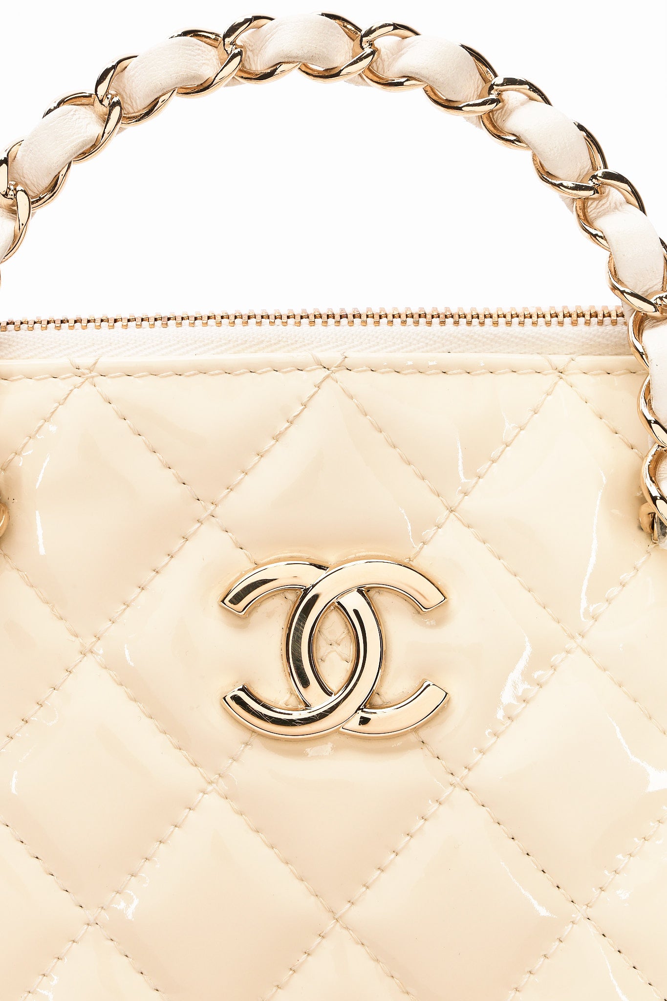 Chanel Dome Shoulder Bag White Patent GHW