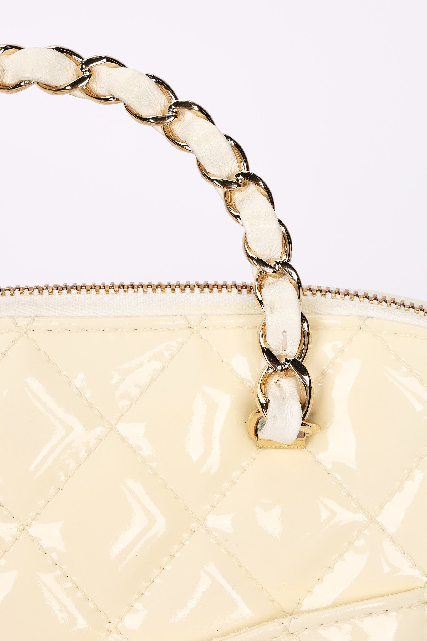 Chanel Dome Shoulder Bag White Patent GHW