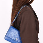Chanel Camellia Wallet on Chain Blue Calfskin SHW
