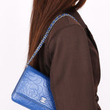 Chanel Camellia Wallet on Chain Blue Calfskin SHW