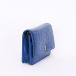 Chanel Camellia Wallet on Chain Blue Calfskin SHW