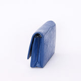 Chanel Camellia Wallet on Chain Blue Calfskin SHW