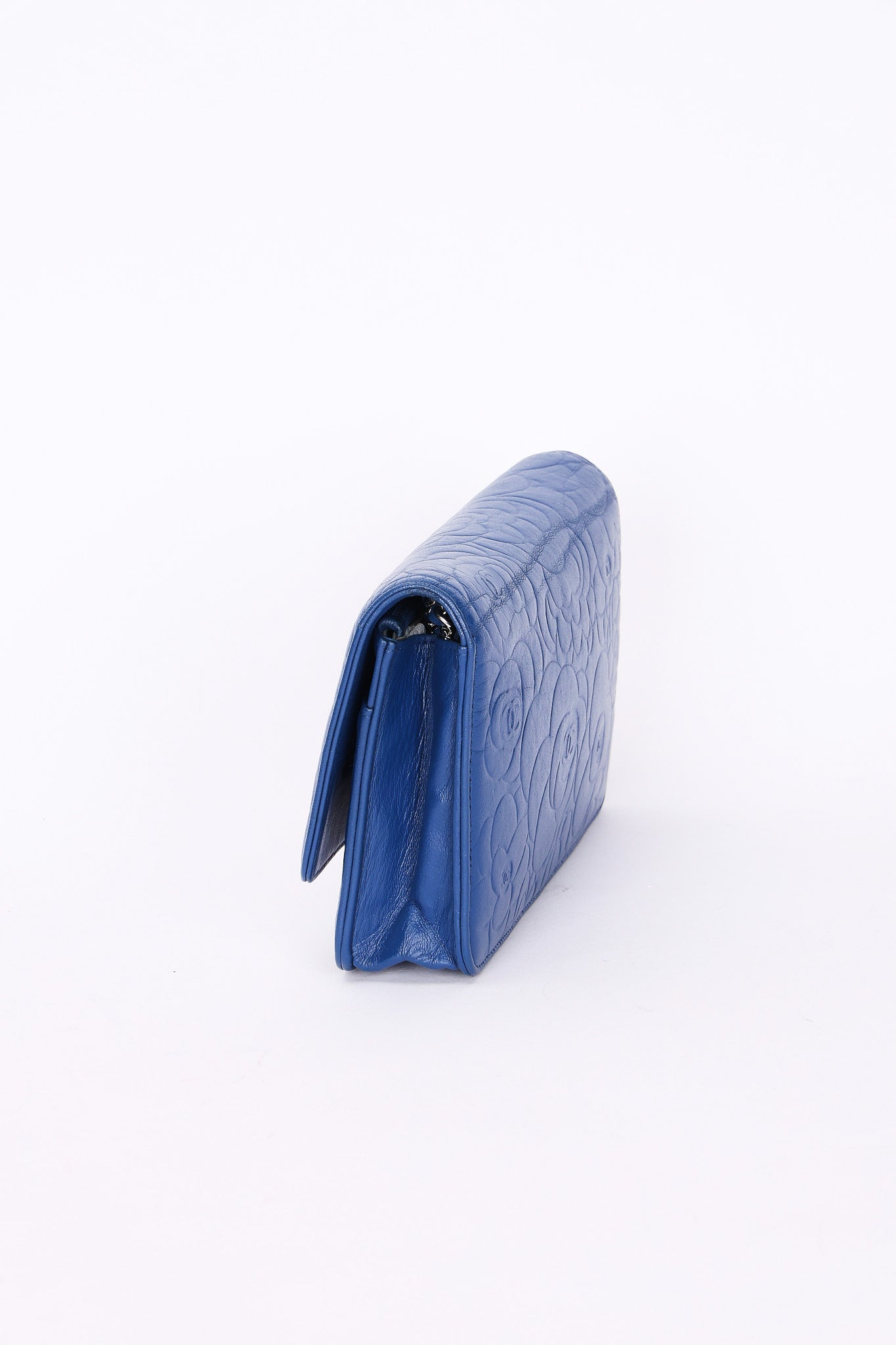 Chanel Camellia Wallet on Chain Blue Calfskin SHW