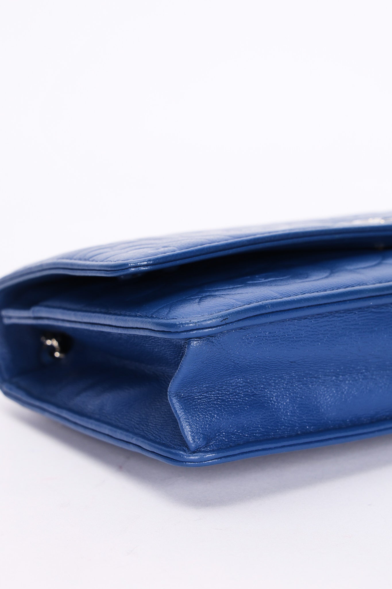 Chanel Camellia Wallet on Chain Blue Calfskin SHW
