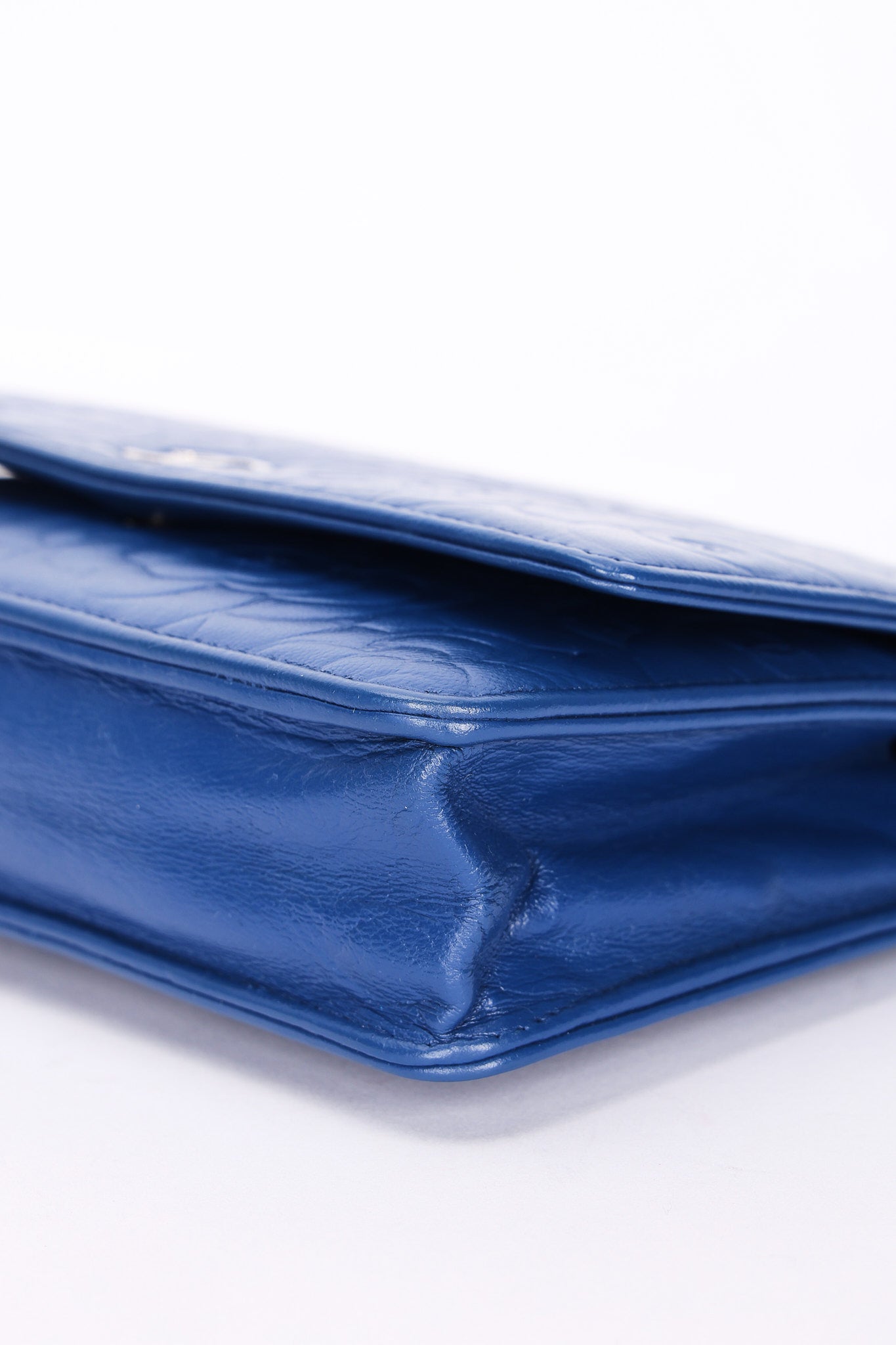 Chanel Camellia Wallet on Chain Blue Calfskin SHW