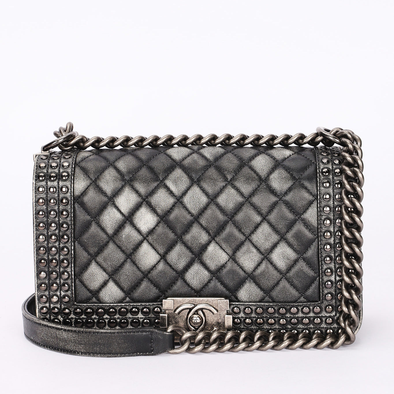 Chanel Medium Paris-Dallas Studded Boy Bag Distressed Calfskin RHW