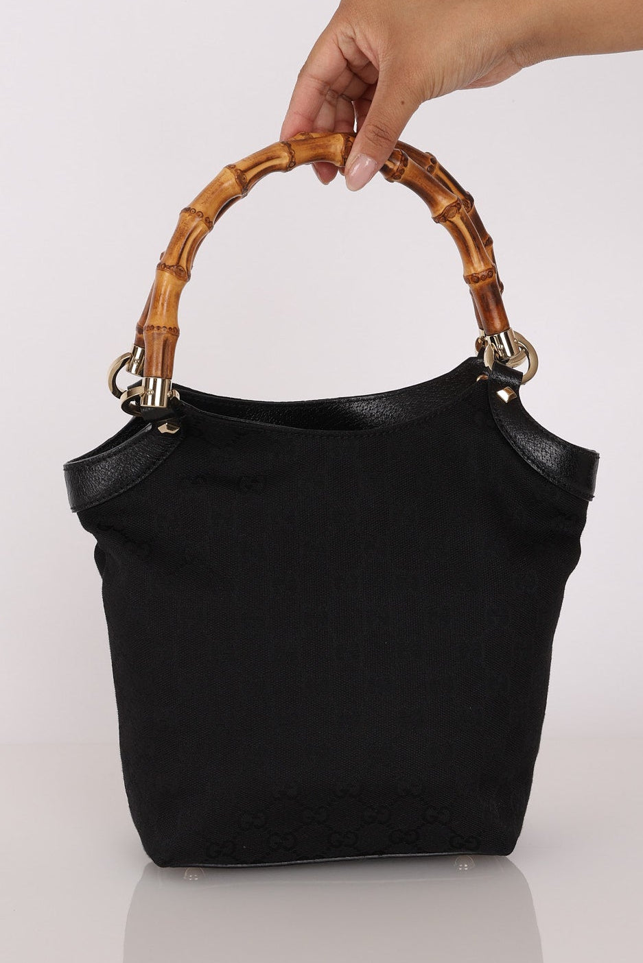 Gucci Monogram Canvas Bamboo Top Handle Bag