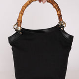 Gucci Monogram Canvas Bamboo Top Handle Bag