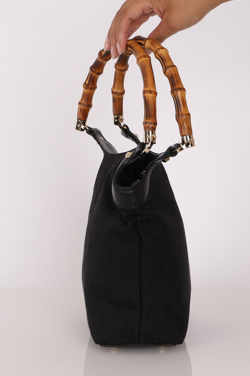 Gucci Monogram Canvas Bamboo Top Handle Bag