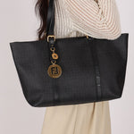 Fendi Zucchino Shopping Tote Black Coated Canvas
