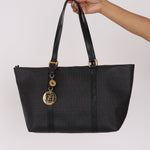 Fendi Zucchino Shopping Tote Black Coated Canvas