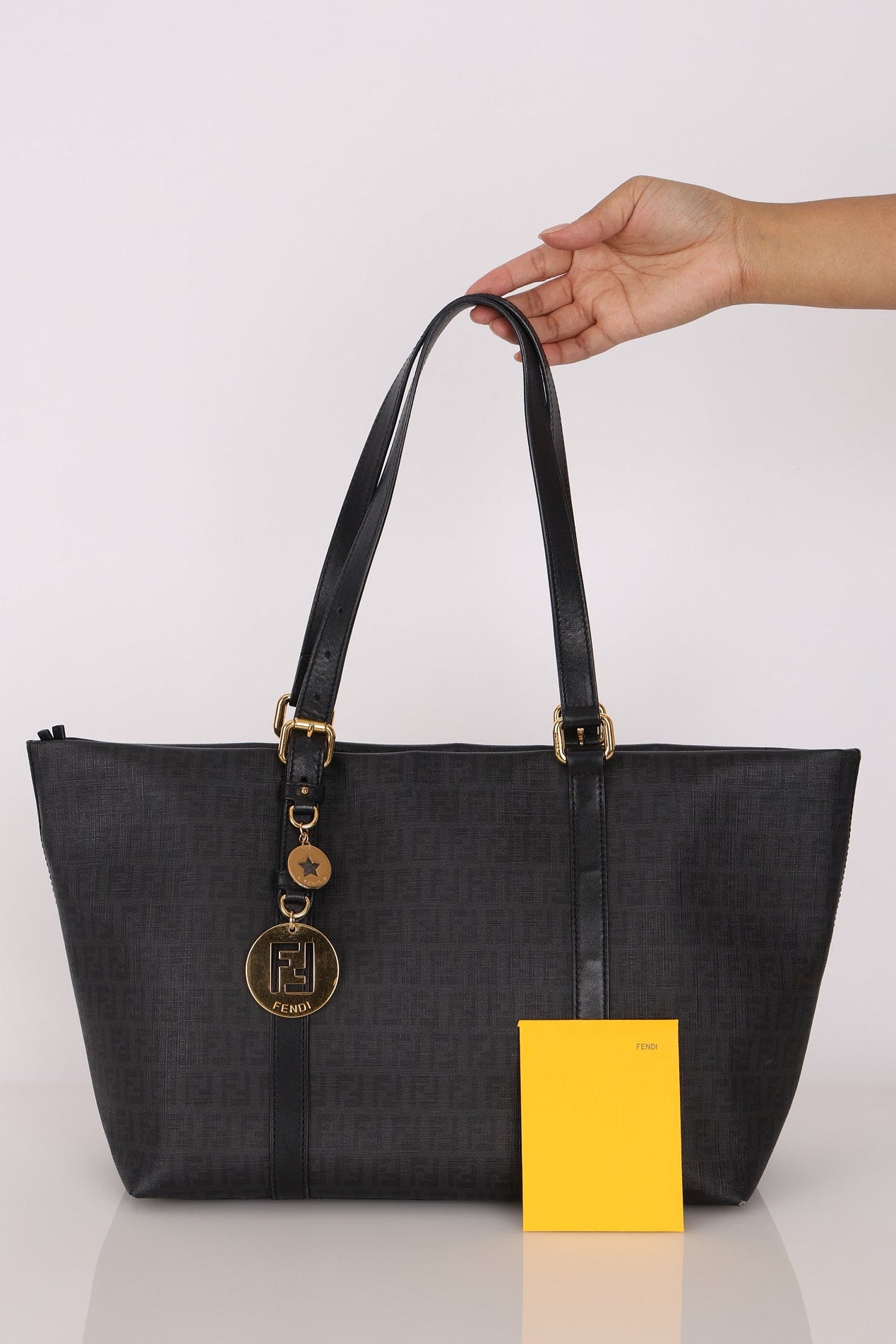 Fendi Zucchino Shopping Tote Black Coated Canvas