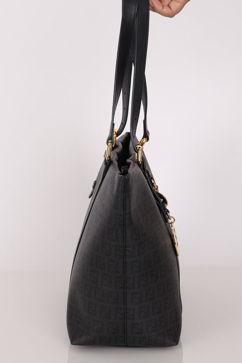 Fendi Zucchino Shopping Tote Black Coated Canvas