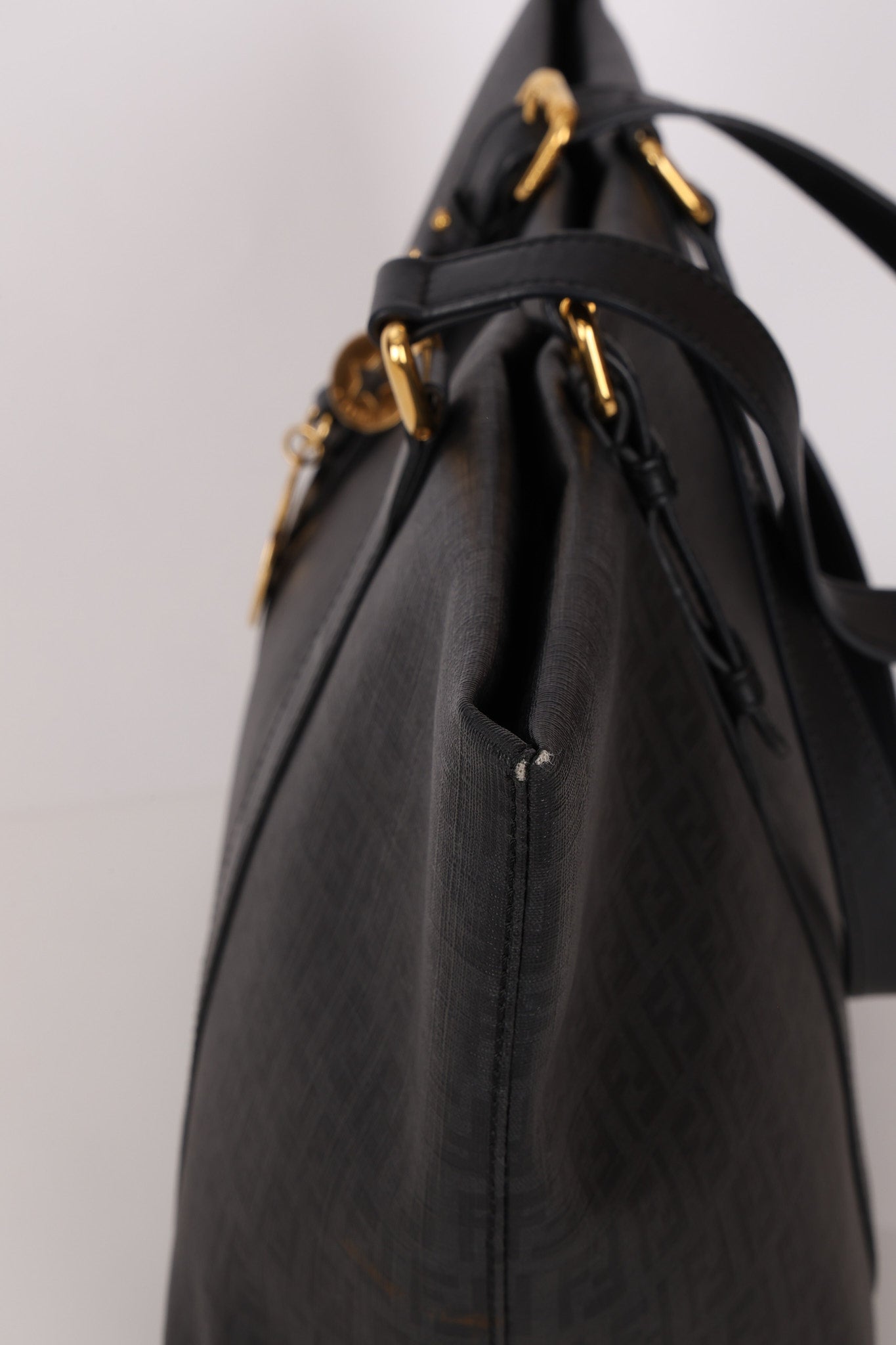 Fendi Zucchino Shopping Tote Black Coated Canvas