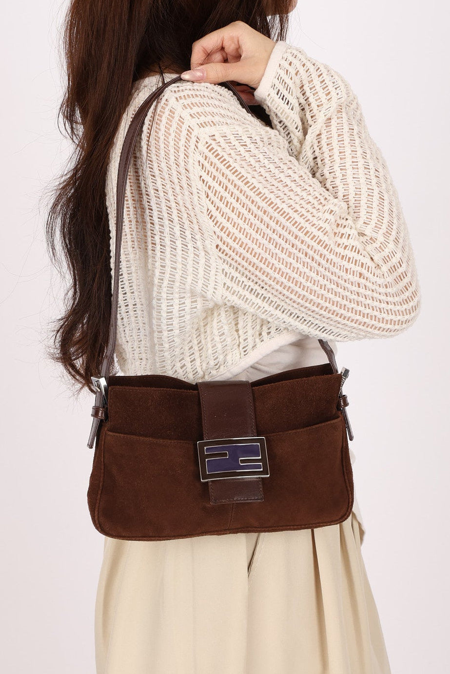 Fendi Baguette Brown Suede