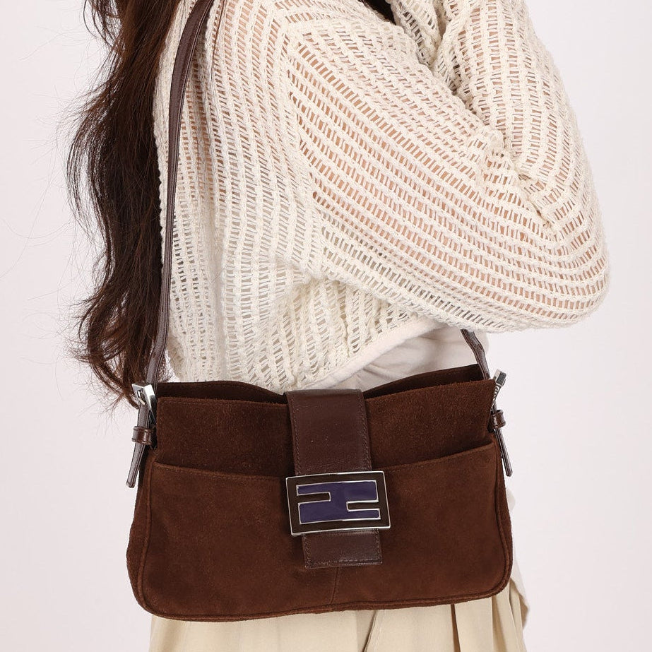 Fendi Baguette Brown Suede