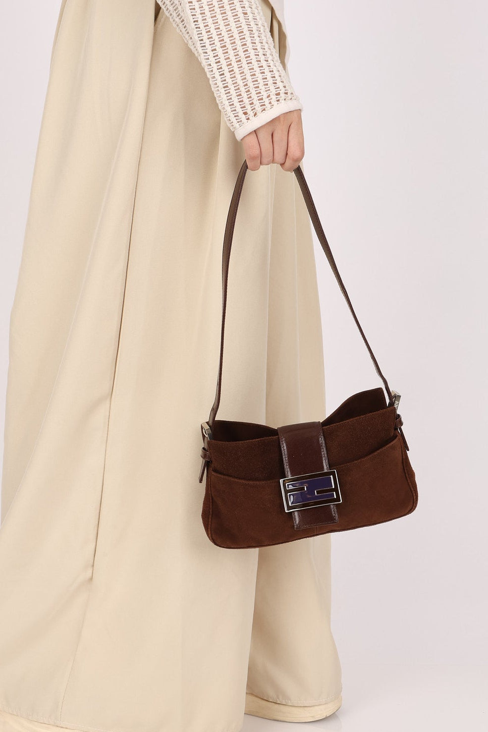 Fendi Baguette Brown Suede