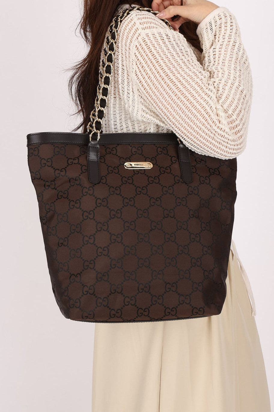 Gucci Monogram Nylon Chain Tote