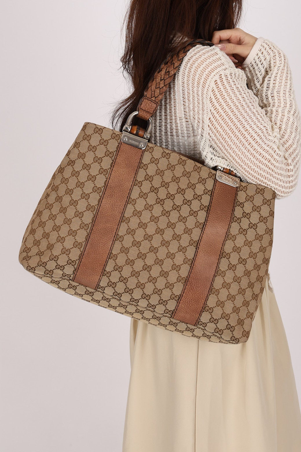 Gucci Medium Monogram Canvas Bamboo Bar Tote