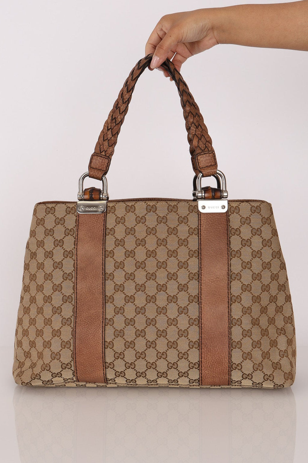 Gucci Medium Monogram Canvas Bamboo Bar Tote