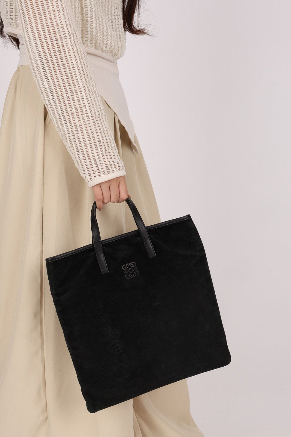 Loewe Anagram Tote Black Suede