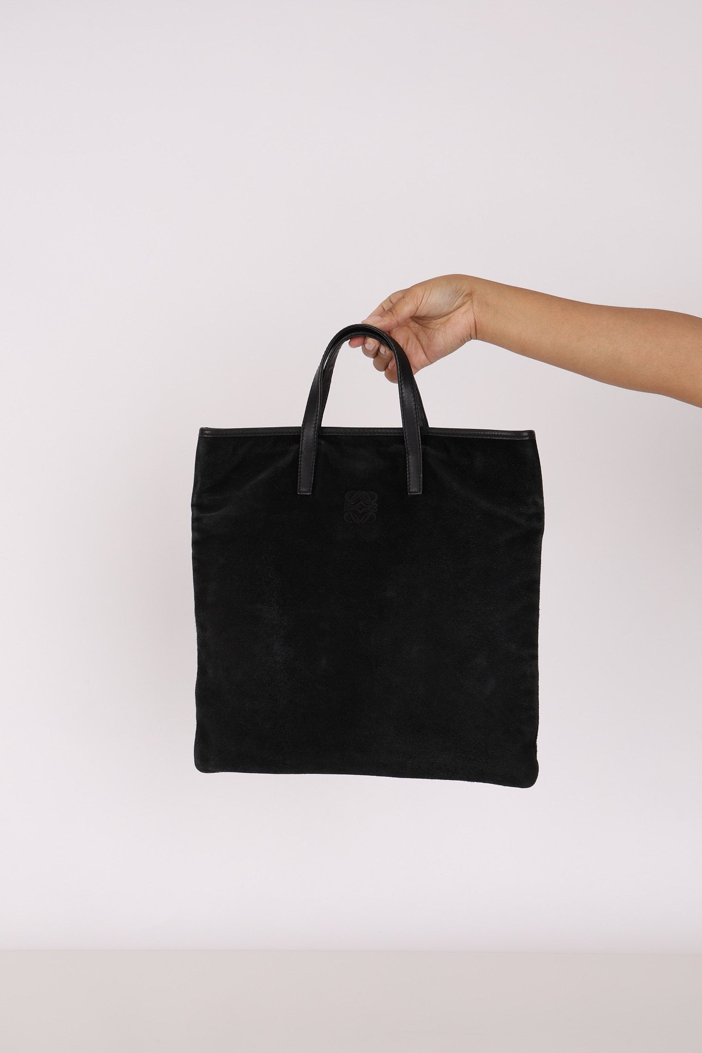 Loewe Anagram Tote Black Suede