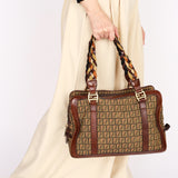 Fendi Zucchino Braided Strap Boston Bag