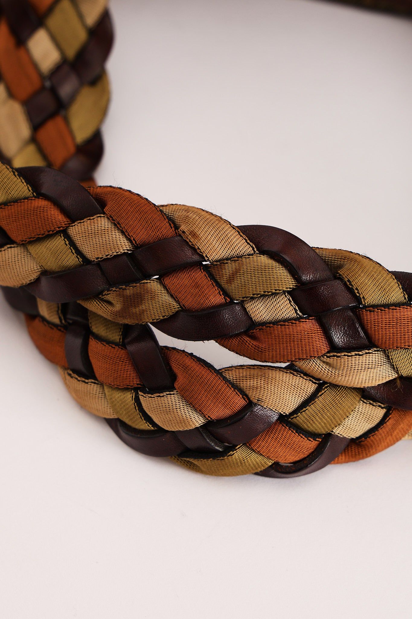 Fendi Zucchino Braided Strap Boston Bag