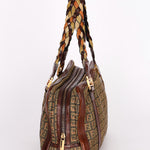Fendi Zucchino Braided Strap Boston Bag