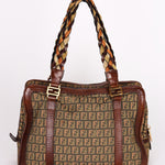 Fendi Zucchino Braided Strap Boston Bag