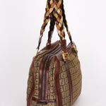 Fendi Zucchino Braided Strap Boston Bag