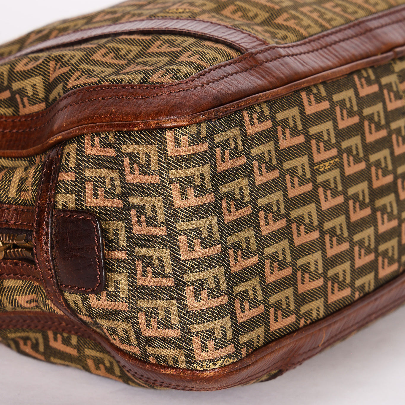 Fendi Zucchino Braided Strap Boston Bag