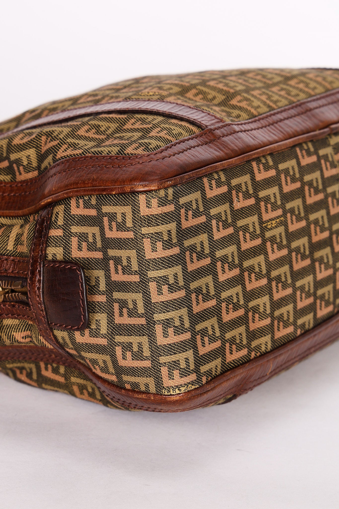 Fendi Zucchino Braided Strap Boston Bag