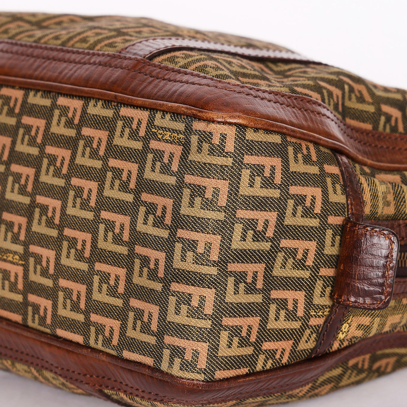 Fendi Zucchino Braided Strap Boston Bag