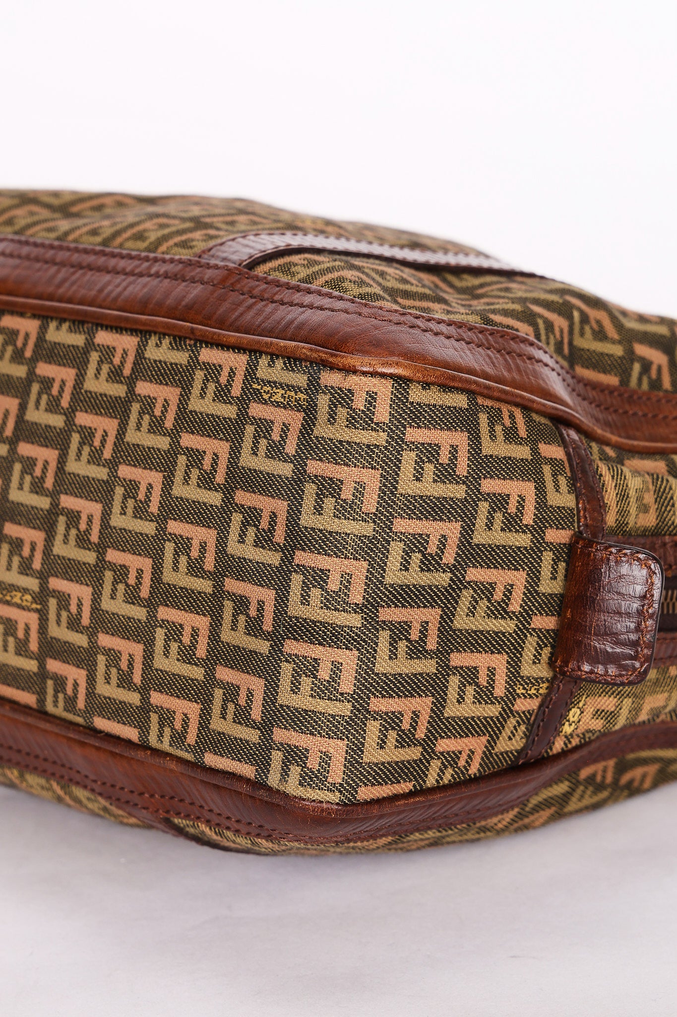 Fendi Zucchino Braided Strap Boston Bag