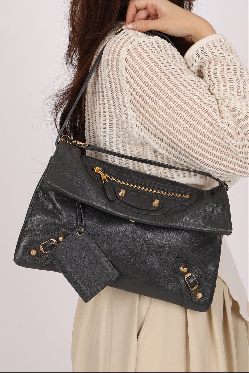 Balenciaga Gris Fossile Clutch with Strap Motorcross Giant 12